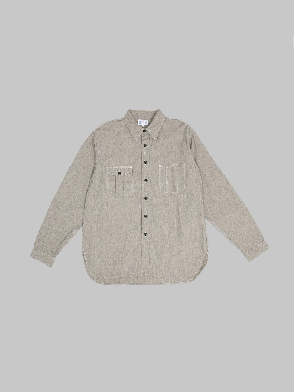 The Rite Stuff Railhead Engineer Selvedge Salt & Pepper Work Shirt Iron Grey