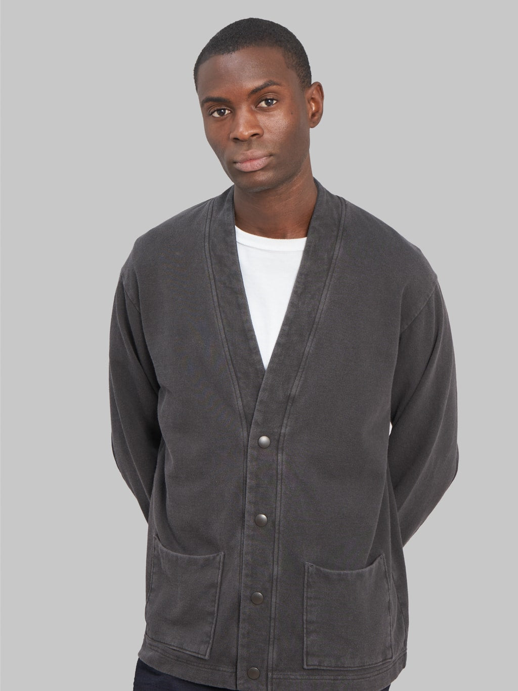 jackman faded sweat cardigan fade black front details