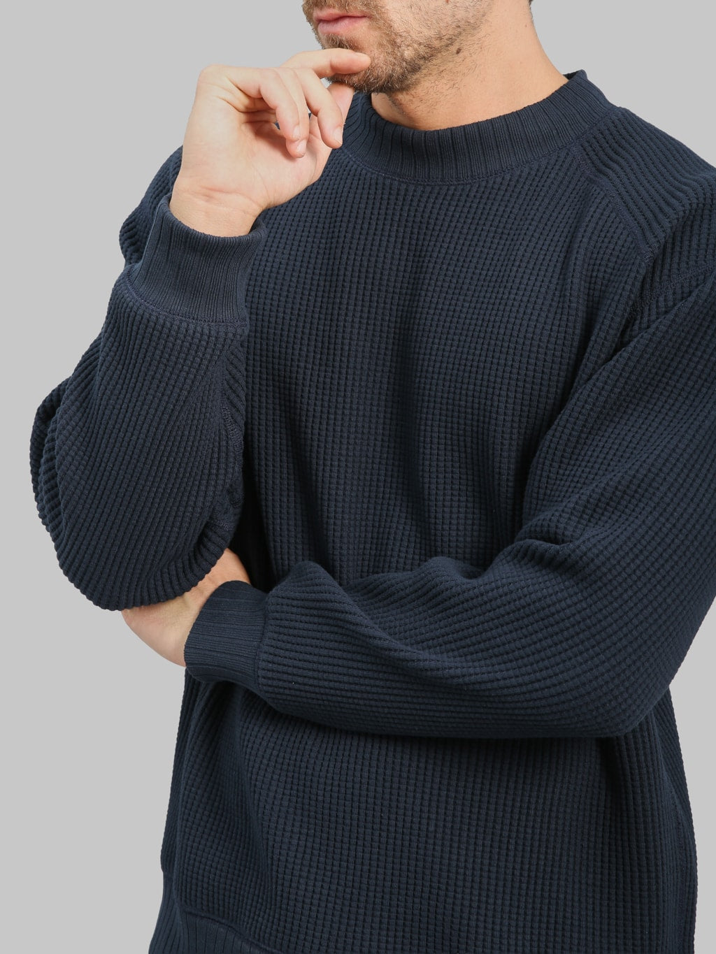 Jackman Waffle Midneck Sweater Dark Navy 2026