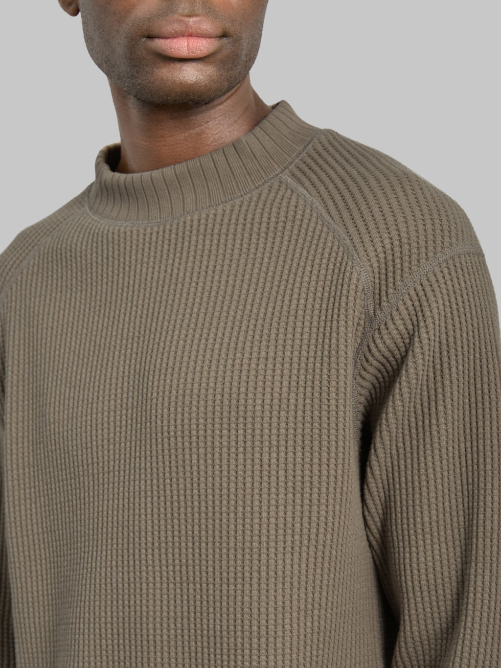 Jackman Waffle Midneck Sweater Sepia