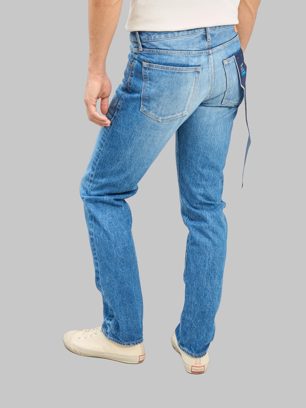 Japan Blue J301-MID 14.8oz US Cotton Stonewashed Circle Straight Jeans Middle Indigo