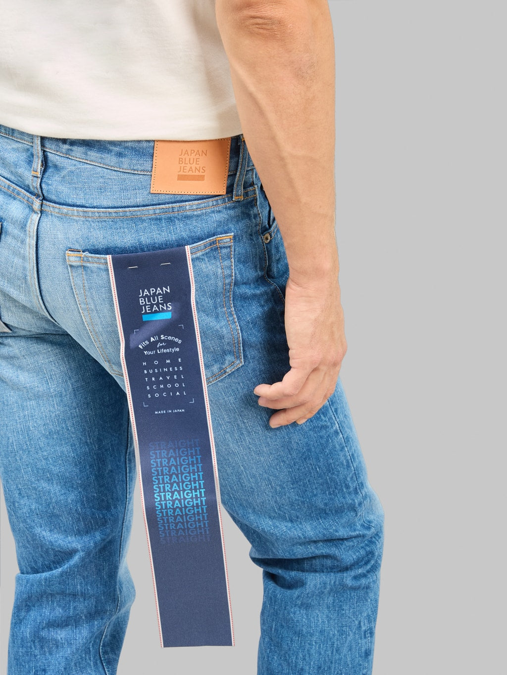 Japan Blue J301-MID 14.8oz US Cotton Stonewashed Circle Straight Jeans Middle Indigo