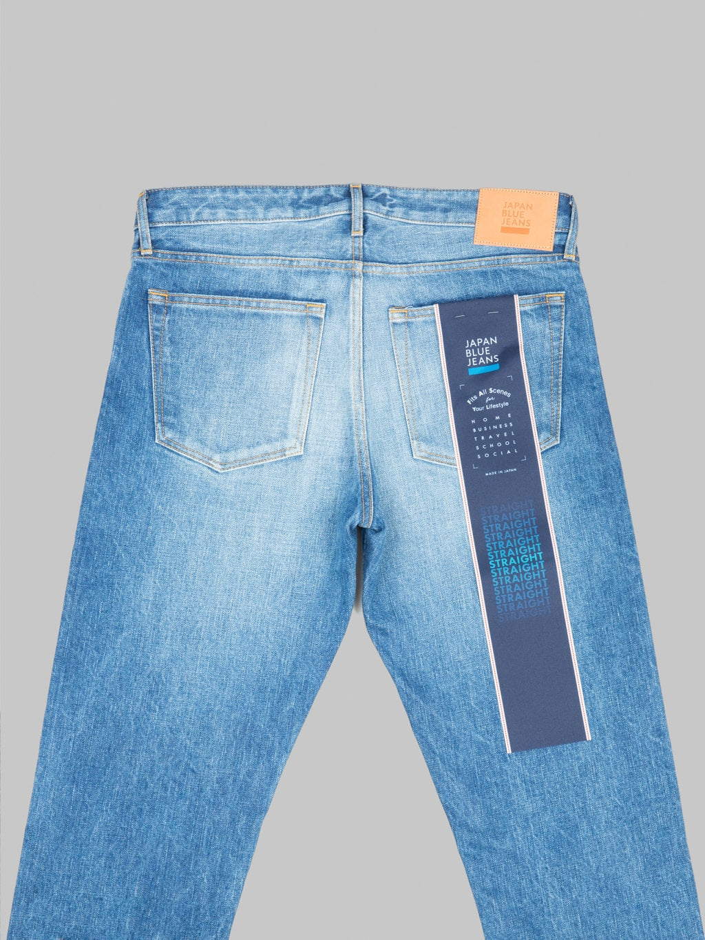 Japan Blue J301-MID 14.8oz US Cotton Stonewashed Circle Straight Jeans Middle Indigo