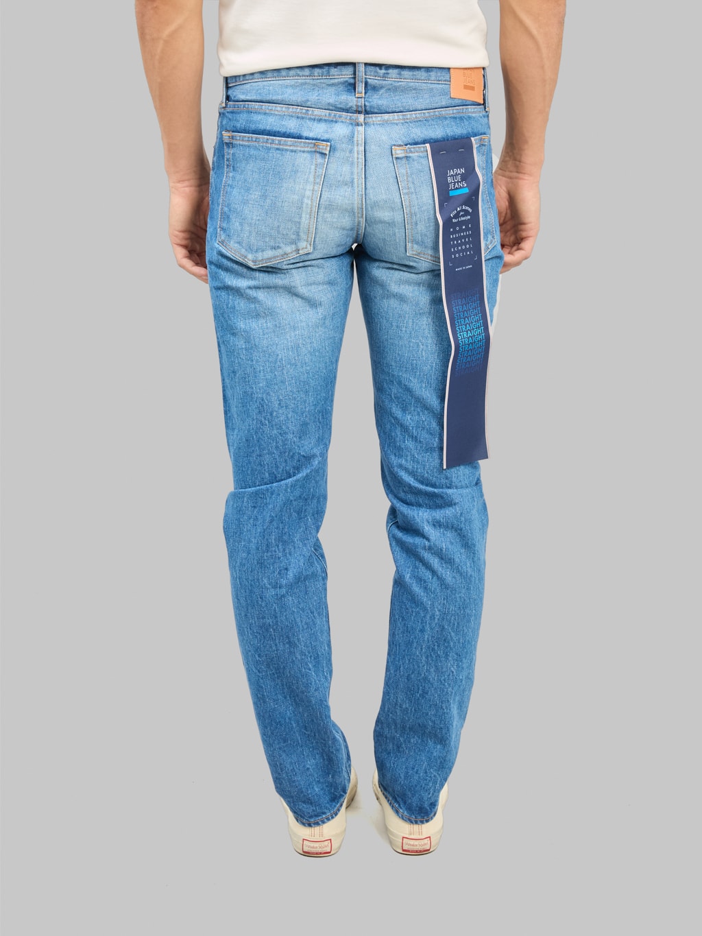 Japan Blue J301-MID 14.8oz US Cotton Stonewashed Circle Straight Jeans Middle Indigo