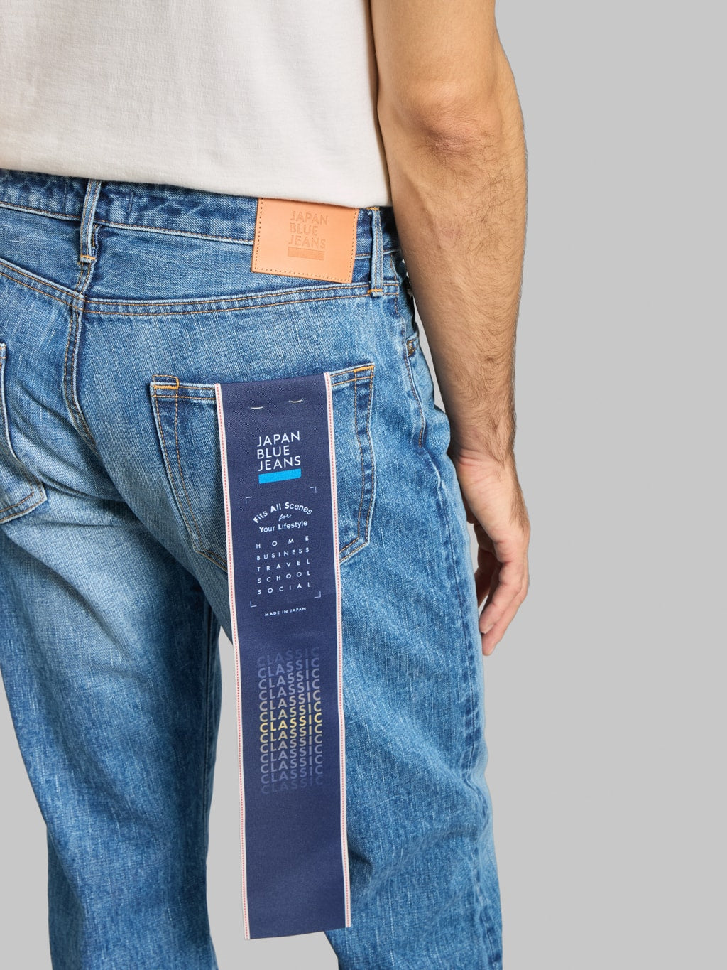 Japan Blue J401-MID 14.8oz US Cotton Stonewashed Circle Classic Straight Jeans Middle Indigo