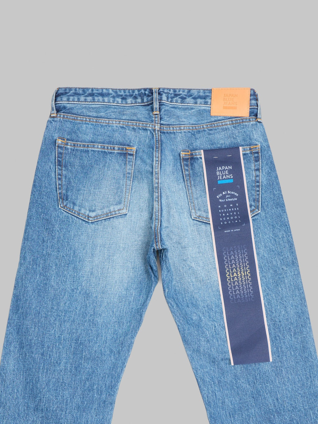 Japan Blue J401-MID 14.8oz US Cotton Stonewashed Circle Classic Straight Jeans Middle Indigo