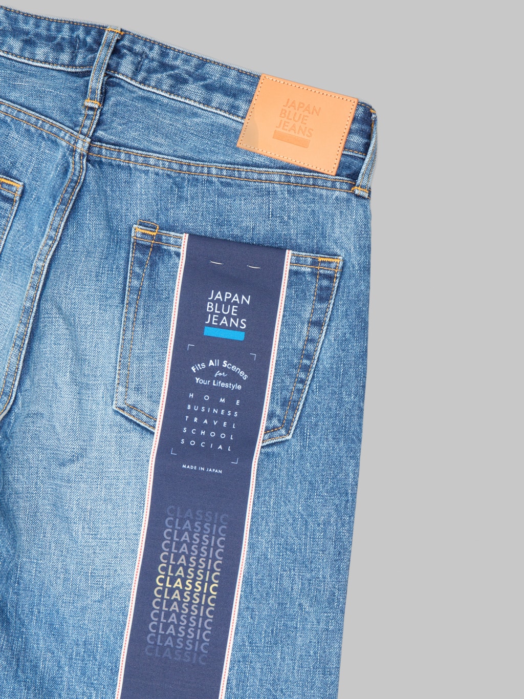 Japan Blue J401-MID 14.8oz US Cotton Stonewashed Circle Classic Straight Jeans Middle Indigo