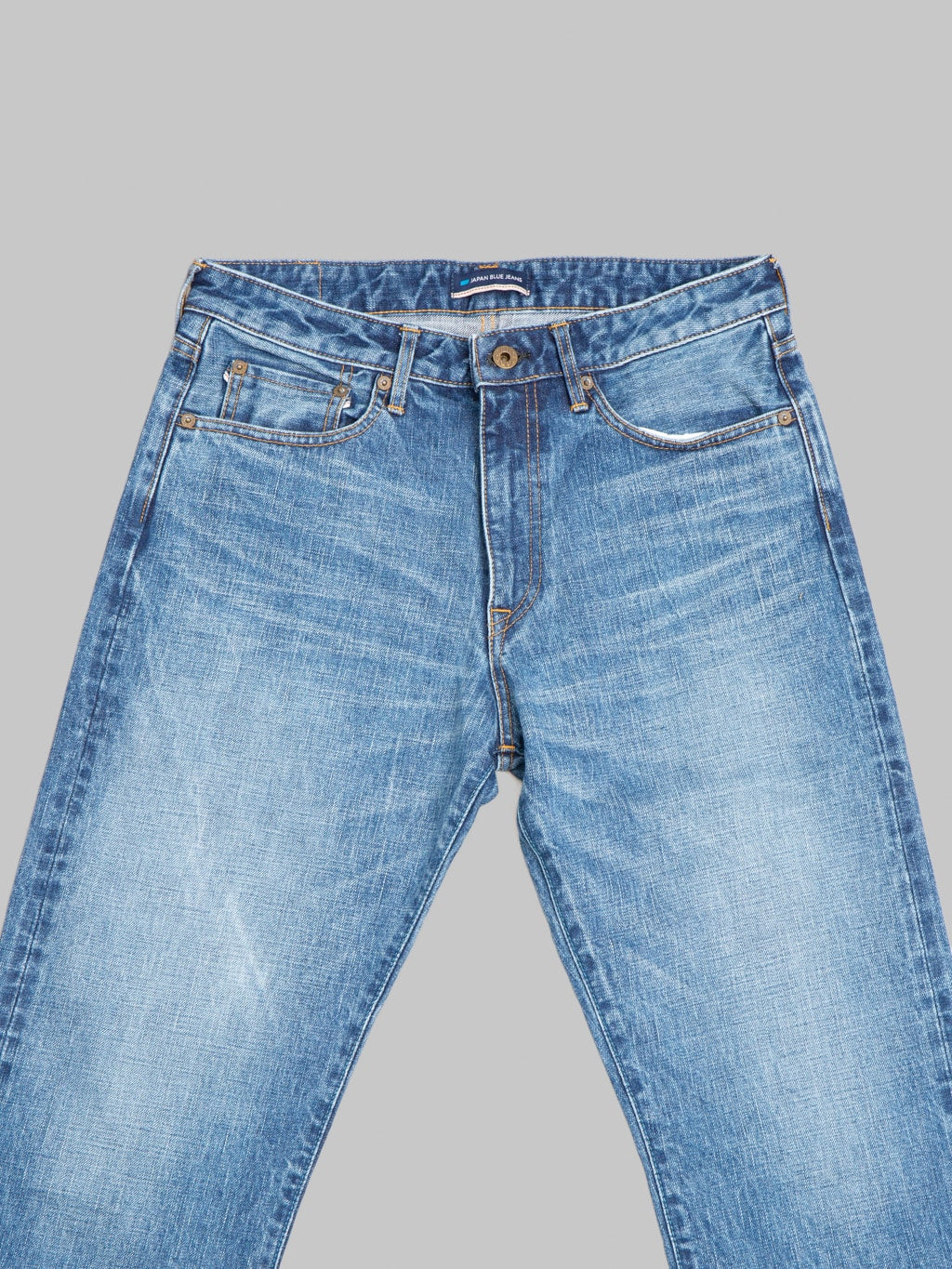 Japan Blue J401-MID 14.8oz US Cotton Stonewashed Circle Classic Straight Jeans Middle Indigo