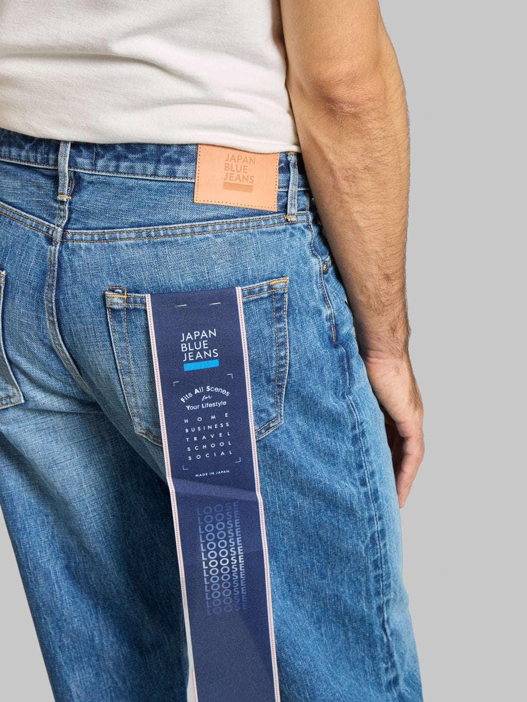 Japan Blue J501-MID 14.8oz US Cotton Stonewashed Circle Loose Straight Jeans Middle Indigo