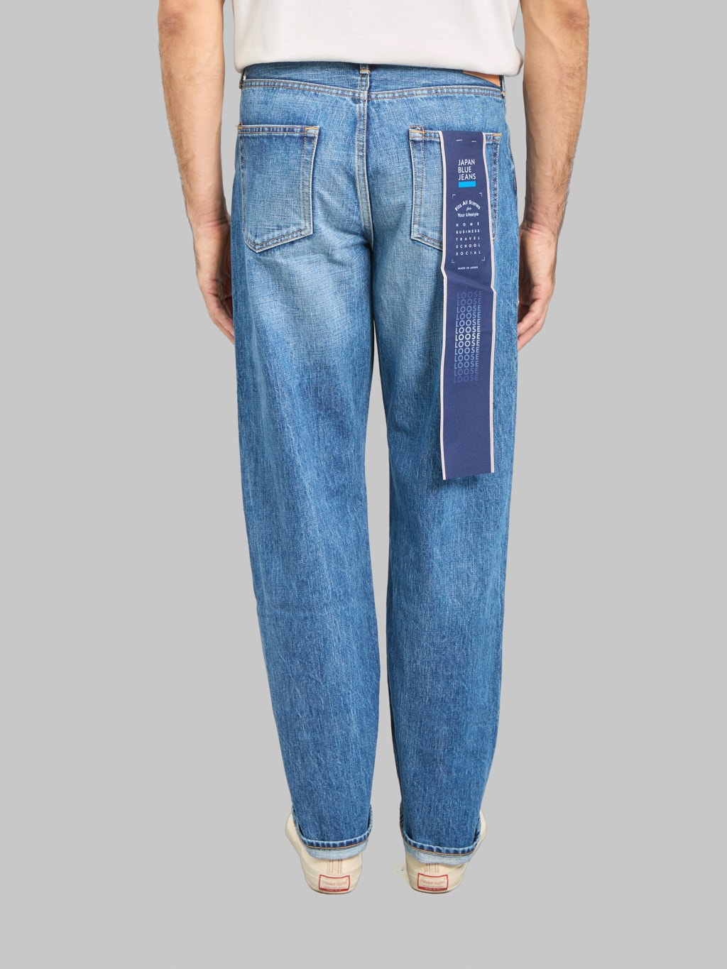 Japan Blue J501-MID 14.8oz US Cotton Stonewashed Circle Loose Straight Jeans Middle Indigo