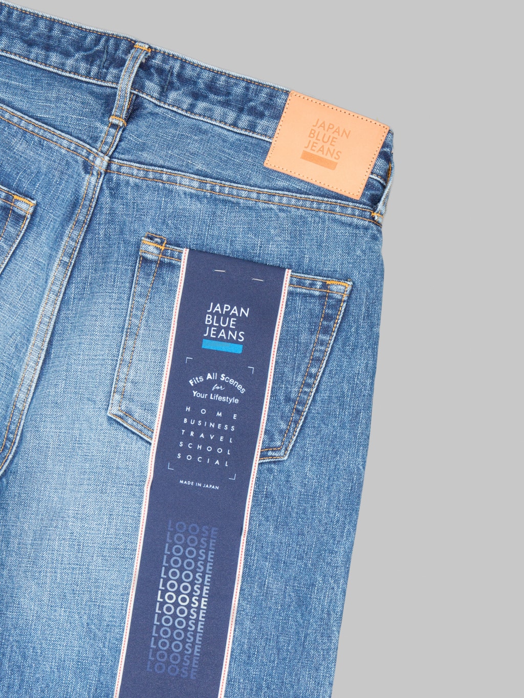 Japan Blue J501-MID 14.8oz US Cotton Stonewashed Circle Loose Straight Jeans Middle Indigo