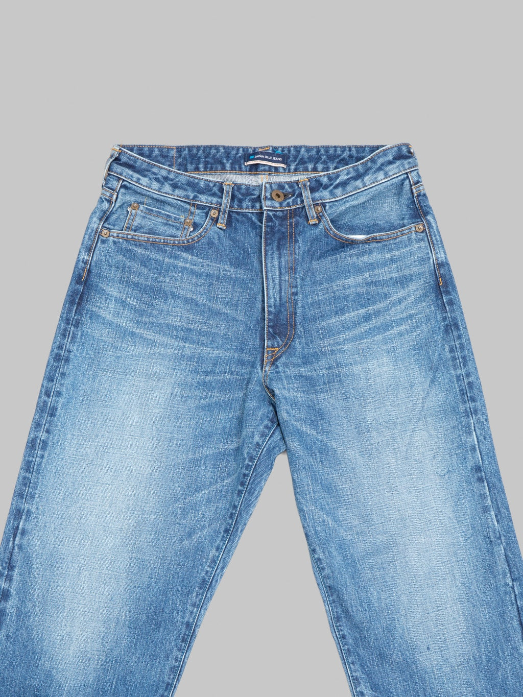 Japan Blue J501-MID 14.8oz US Cotton Stonewashed Circle Loose Straight Jeans Middle Indigo