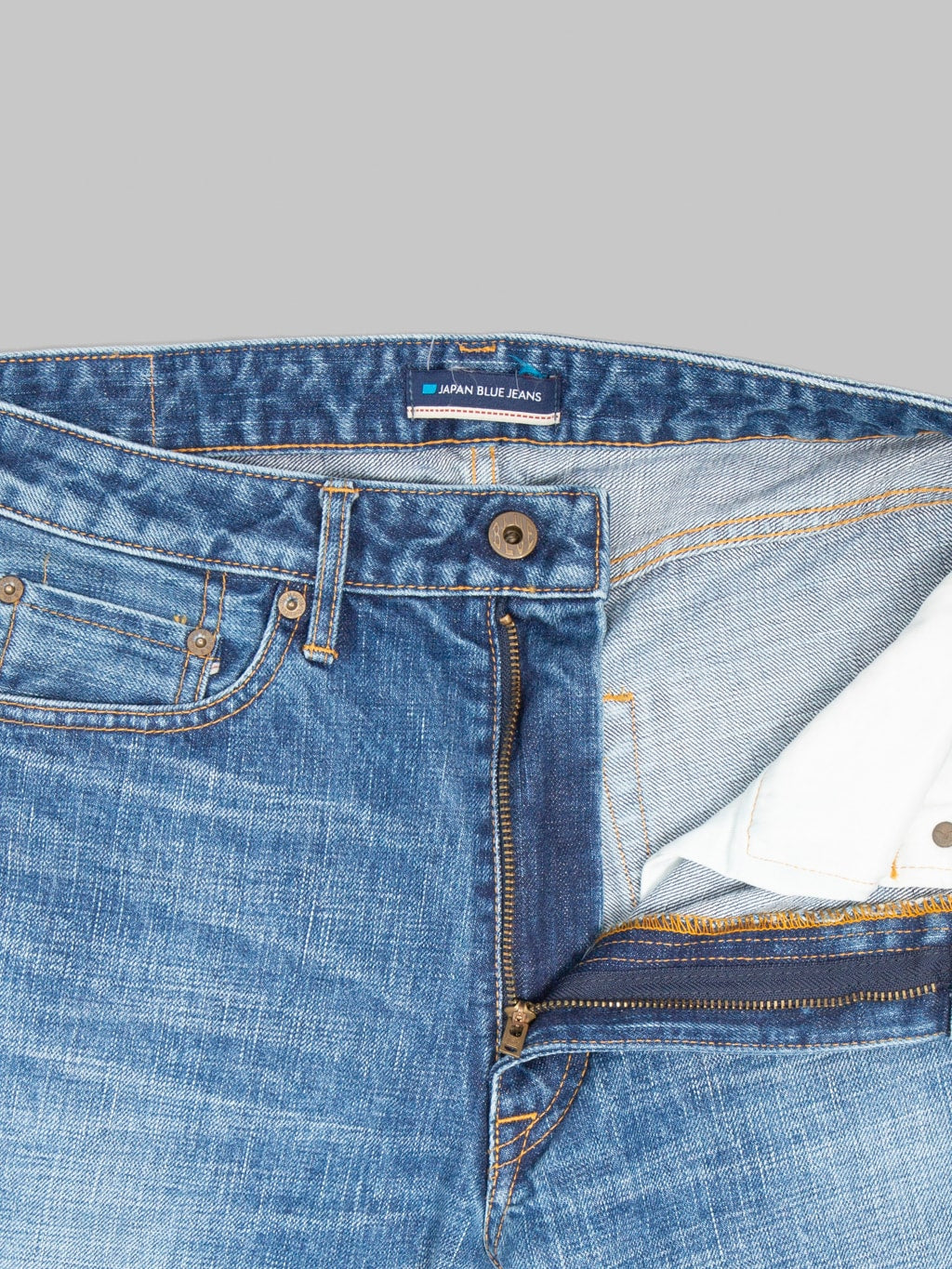 Japan Blue J501-MID 14.8oz US Cotton Stonewashed Circle Loose Straight Jeans Middle Indigo