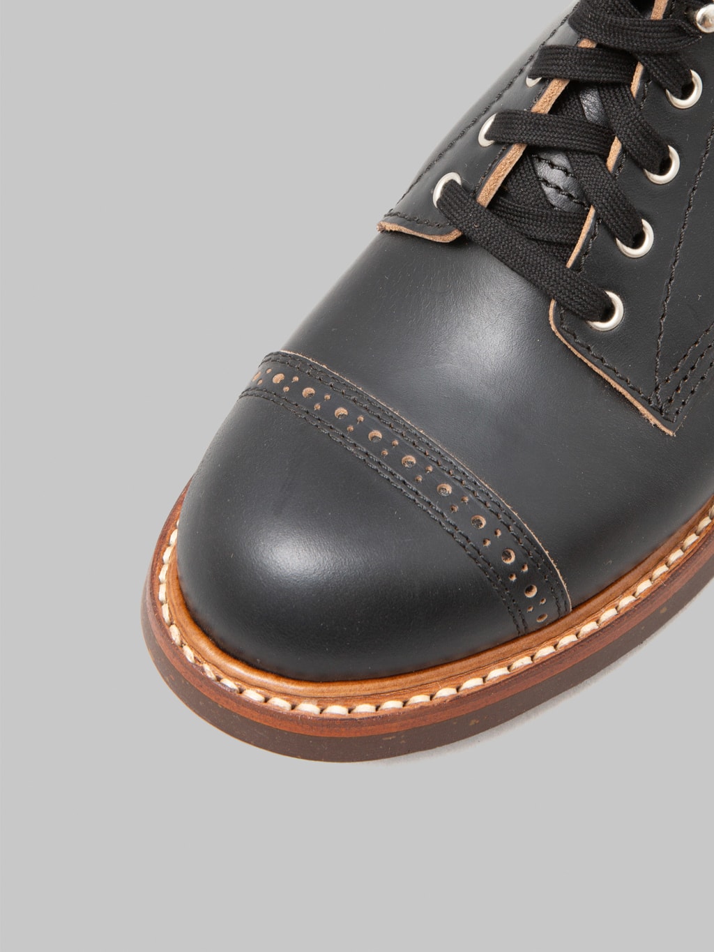 John Lofgren Combat Boots Horween Leather CXL Black toe details