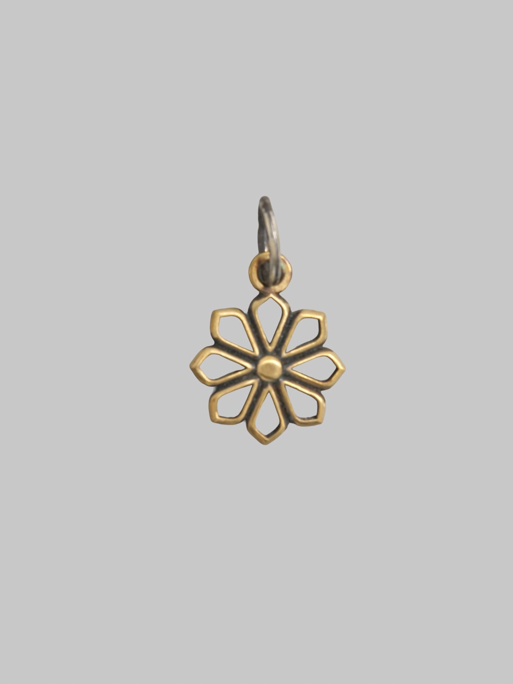Kobashi 8 Petals  Yatsu Giku Sukashi Kikumon Charm Medium Brass