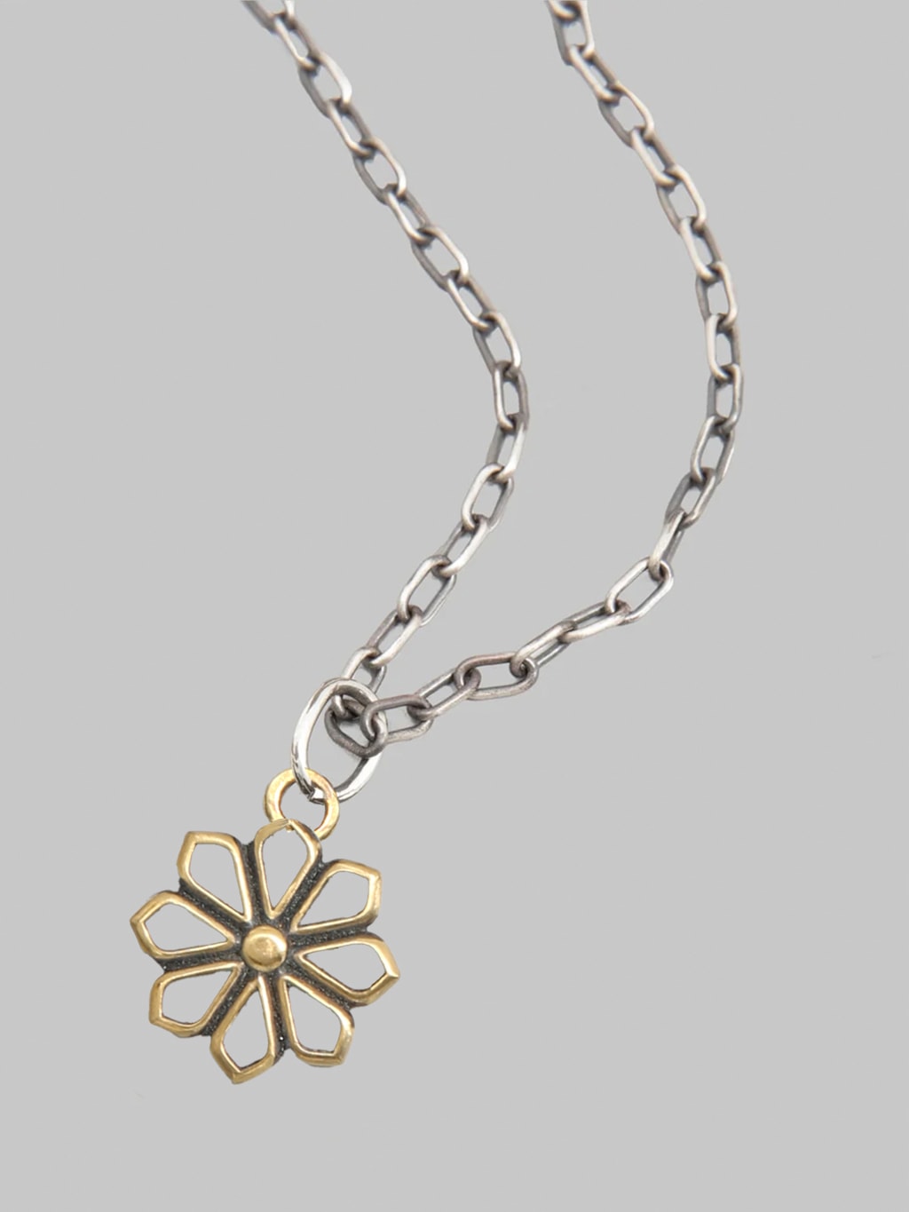 Kobashi 8 Petals  Yatsu Giku Sukashi Kikumon Charm Medium Brass solid