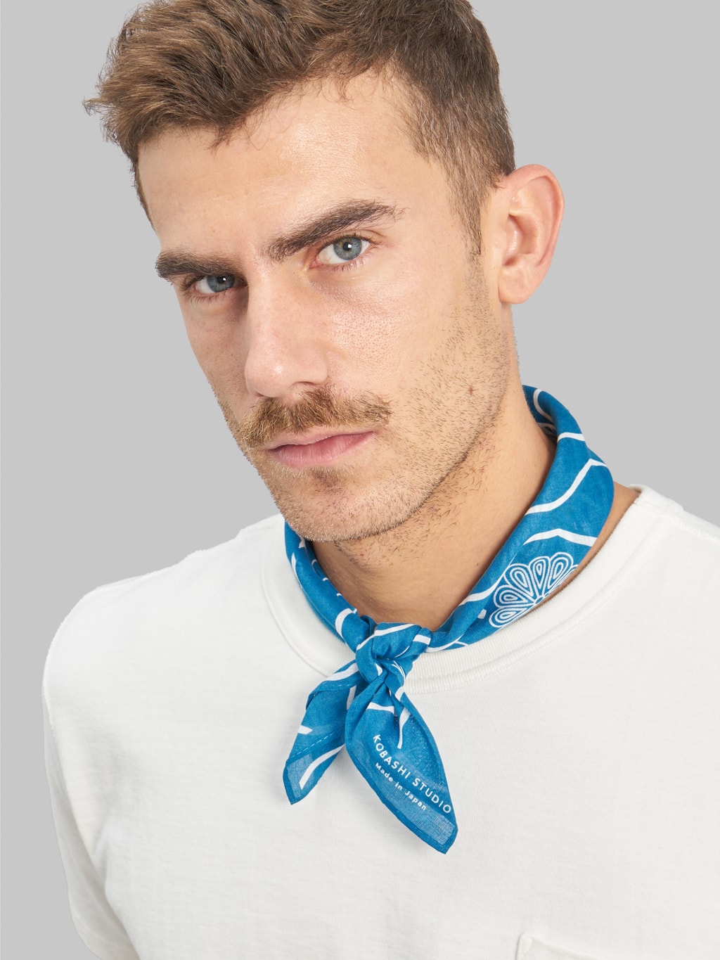 kobashi studio classic kikumon bandana light blue style