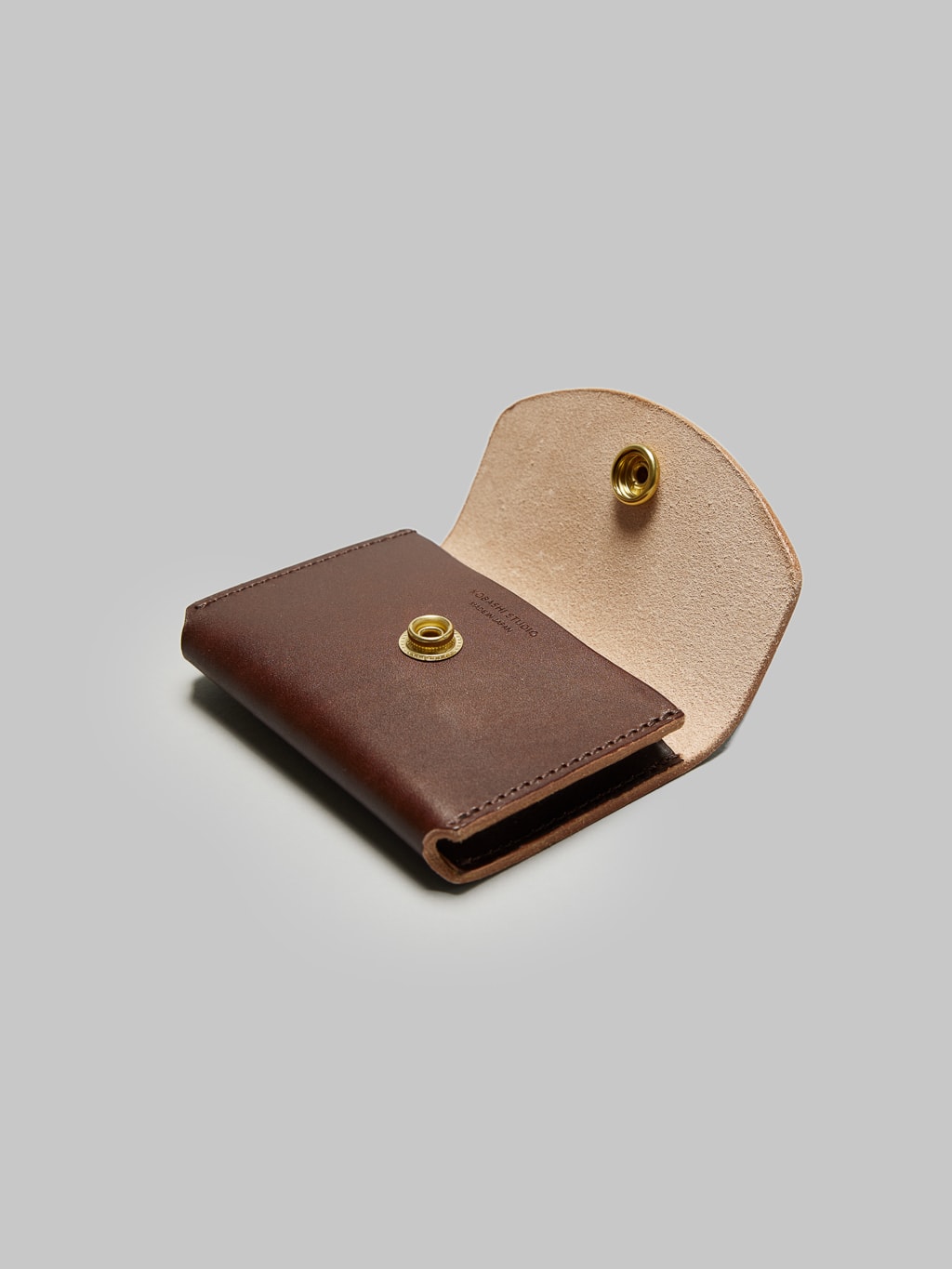 Kobashi Studio Leather Card Case brown hand polished finish