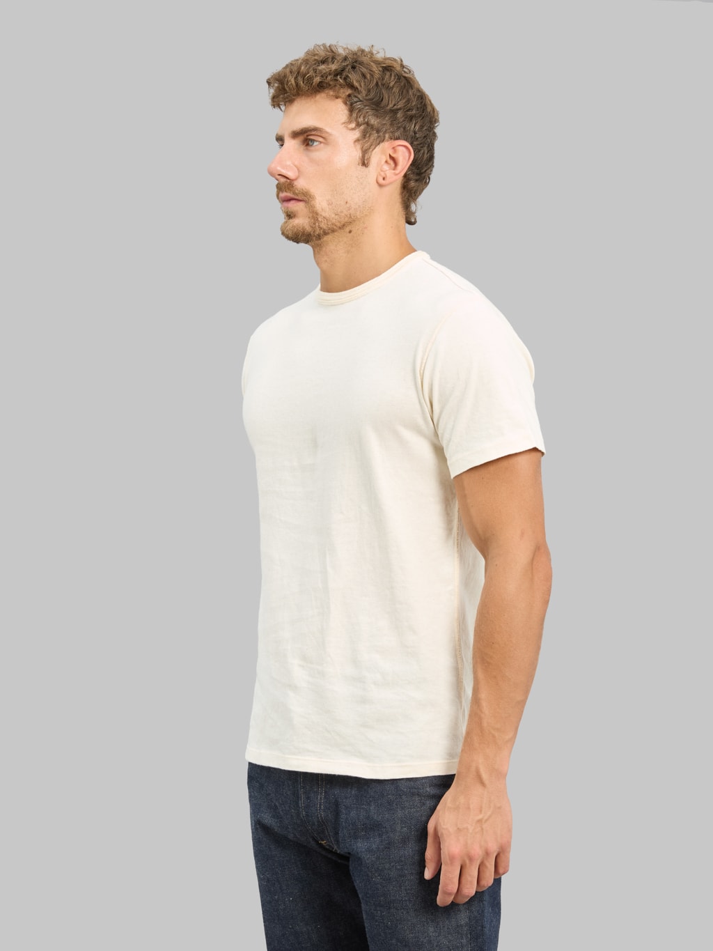 Loop & Weft Loopwheeled  Shoulder Taped Crewneck T-Shirt Classic Ivory