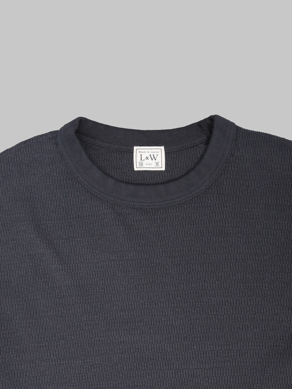 Loop & Weft Supima Long Honeycomb Knit Crewneck Thermal Antique Black