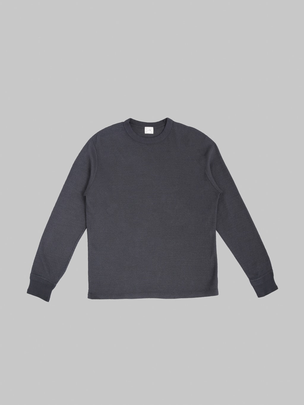 Loop & Weft Supima Long Honeycomb Knit Crewneck Thermal Antique Black