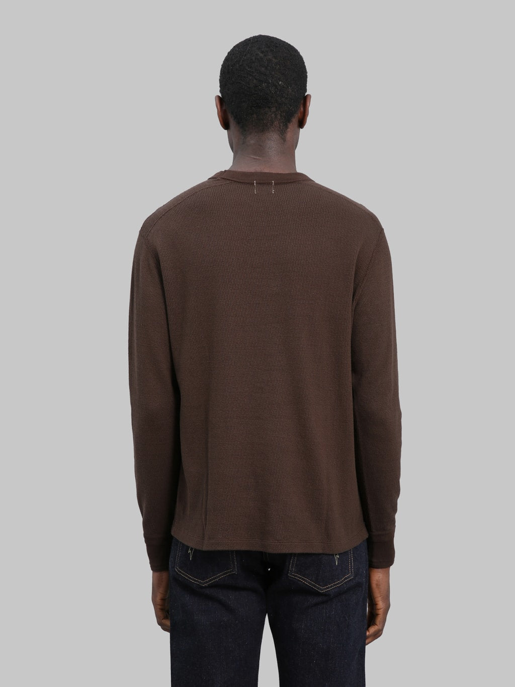Loop & Weft Supima Long Honeycomb Knit Crewneck Thermal Oak Brown