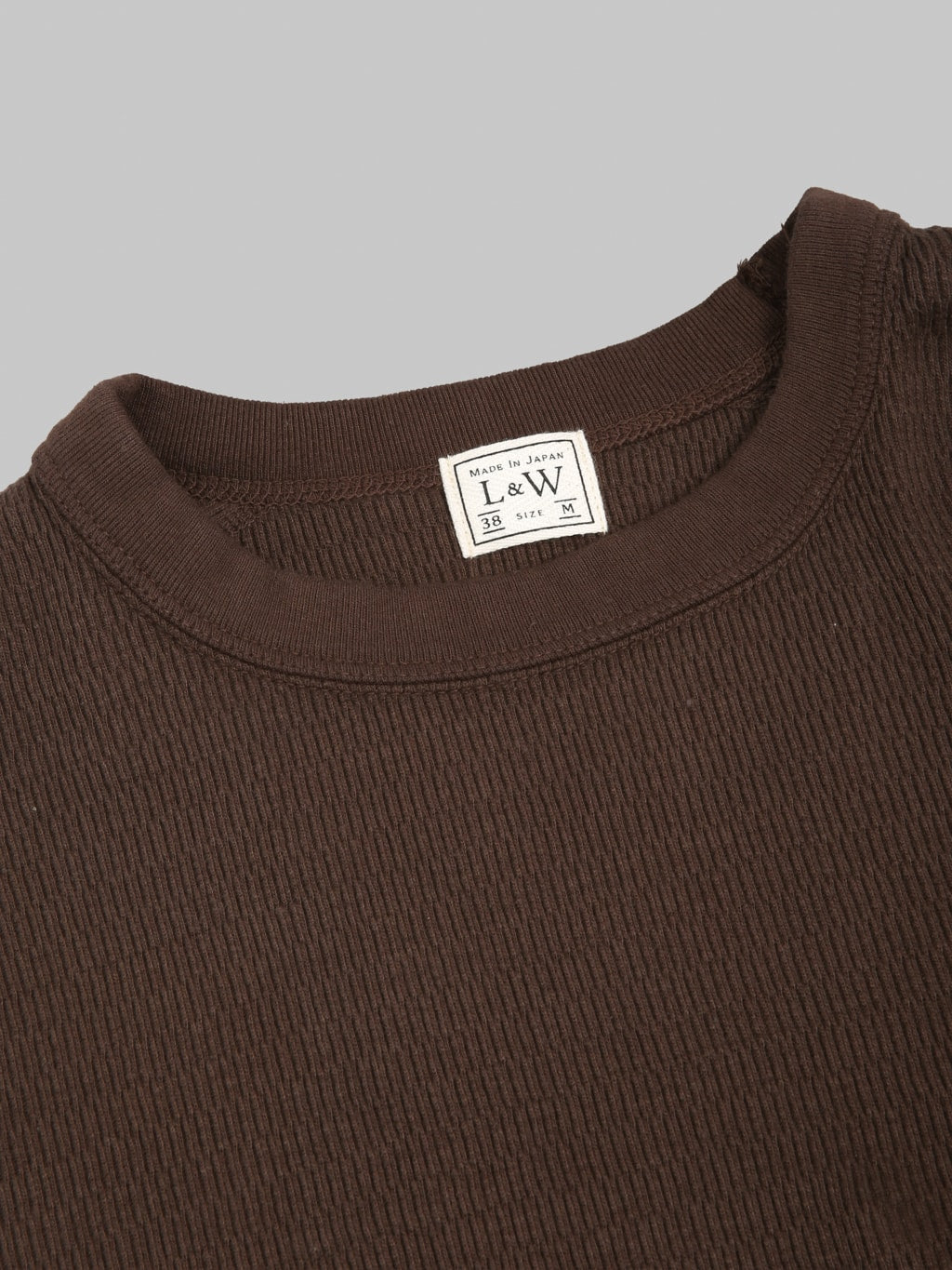 Loop & Weft Supima Long Honeycomb Knit Crewneck Thermal Oak Brown