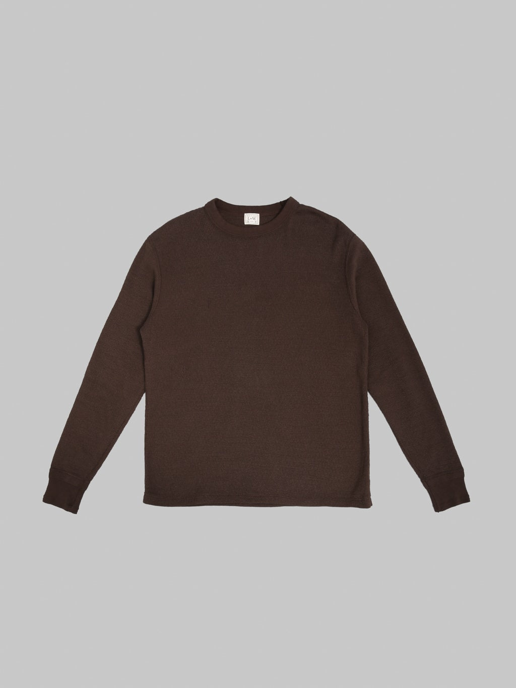 Loop & Weft Supima Long Honeycomb Knit Crewneck Thermal Oak Brown
