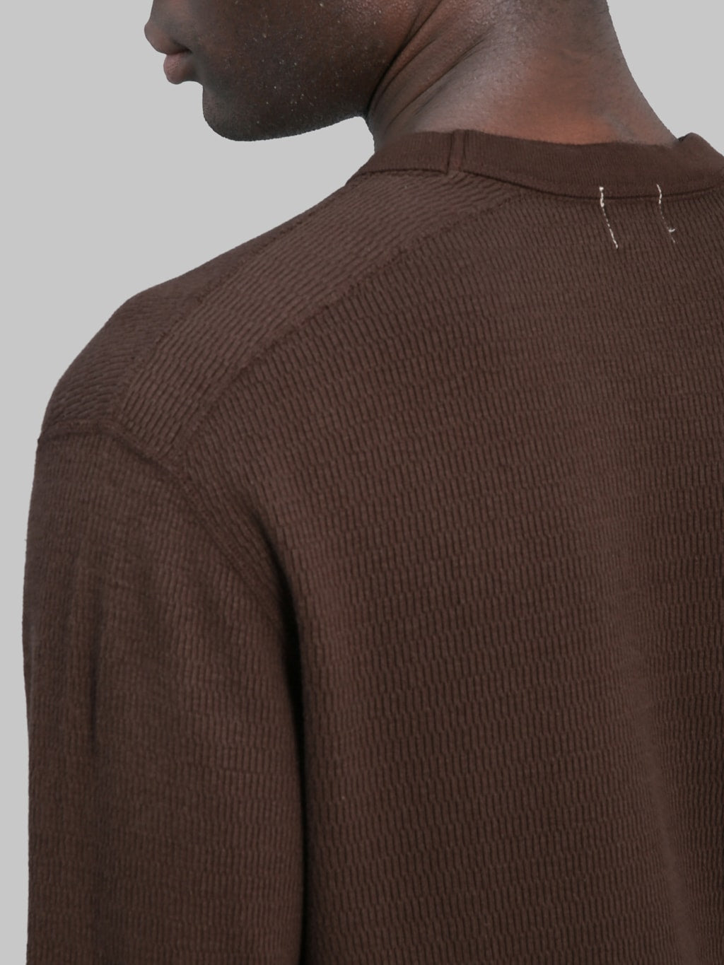 Loop & Weft Supima Long Honeycomb Knit Crewneck Thermal Oak Brown