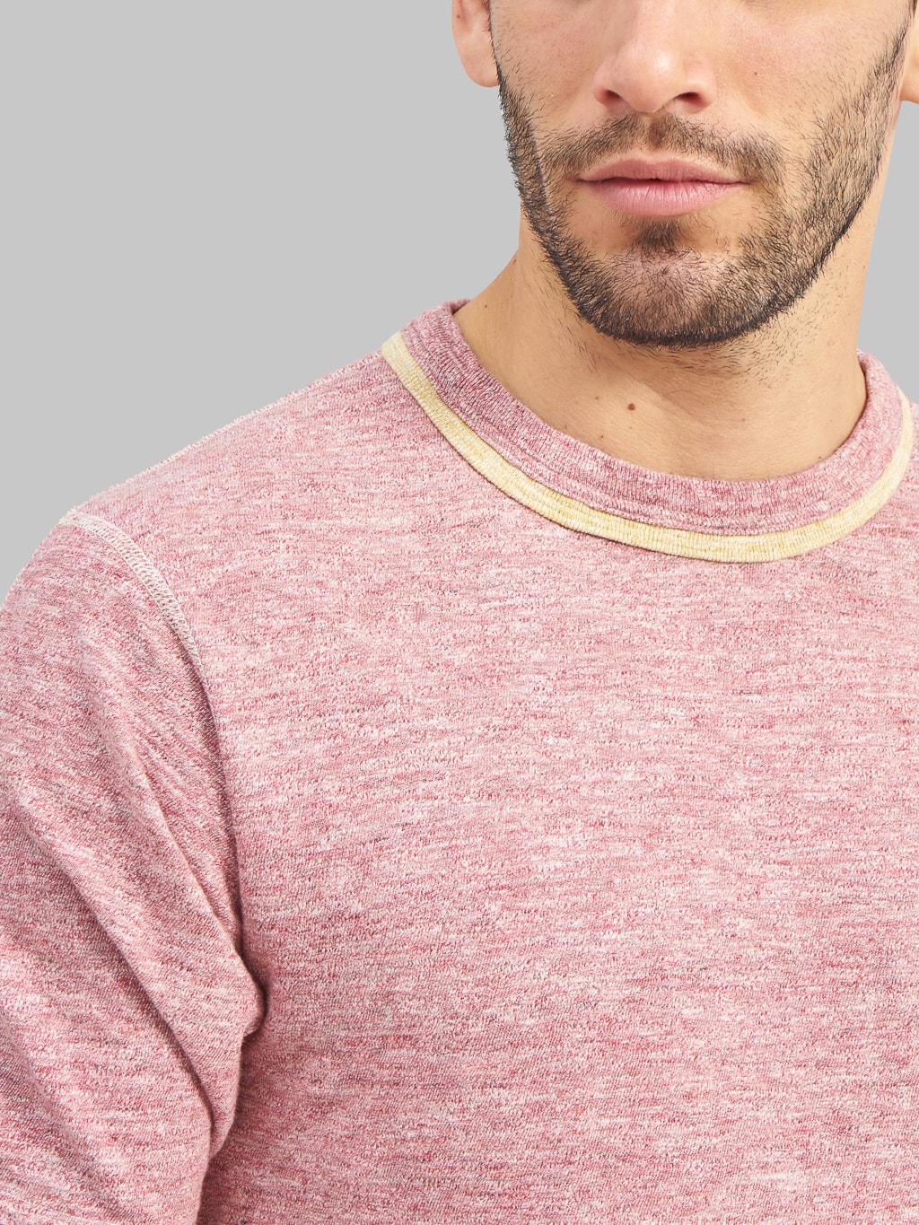 loop and weft double binder neck heather tshirt cherry chest