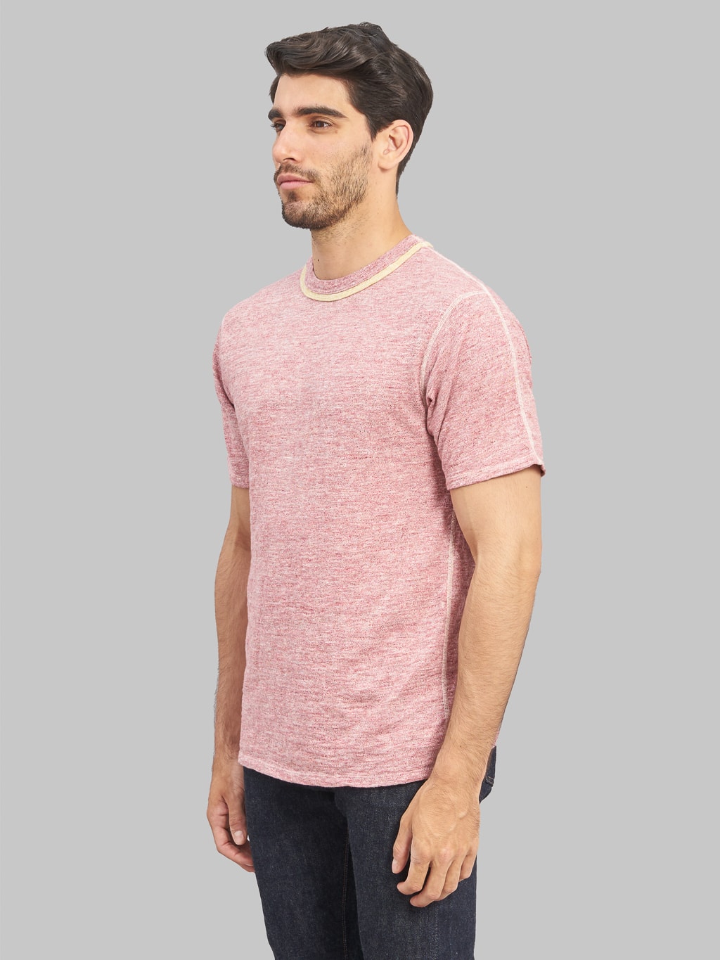 loop and weft double binder neck heather tshirt cherry side fit
