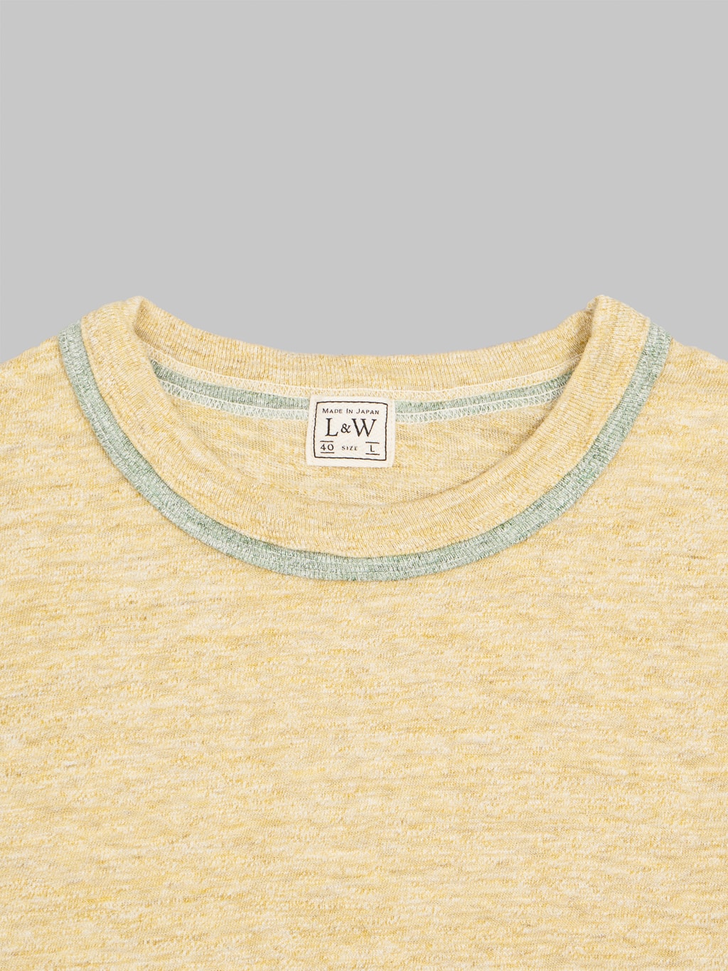 loop and weft double binder neck heather slub knit tshirt mustard collar