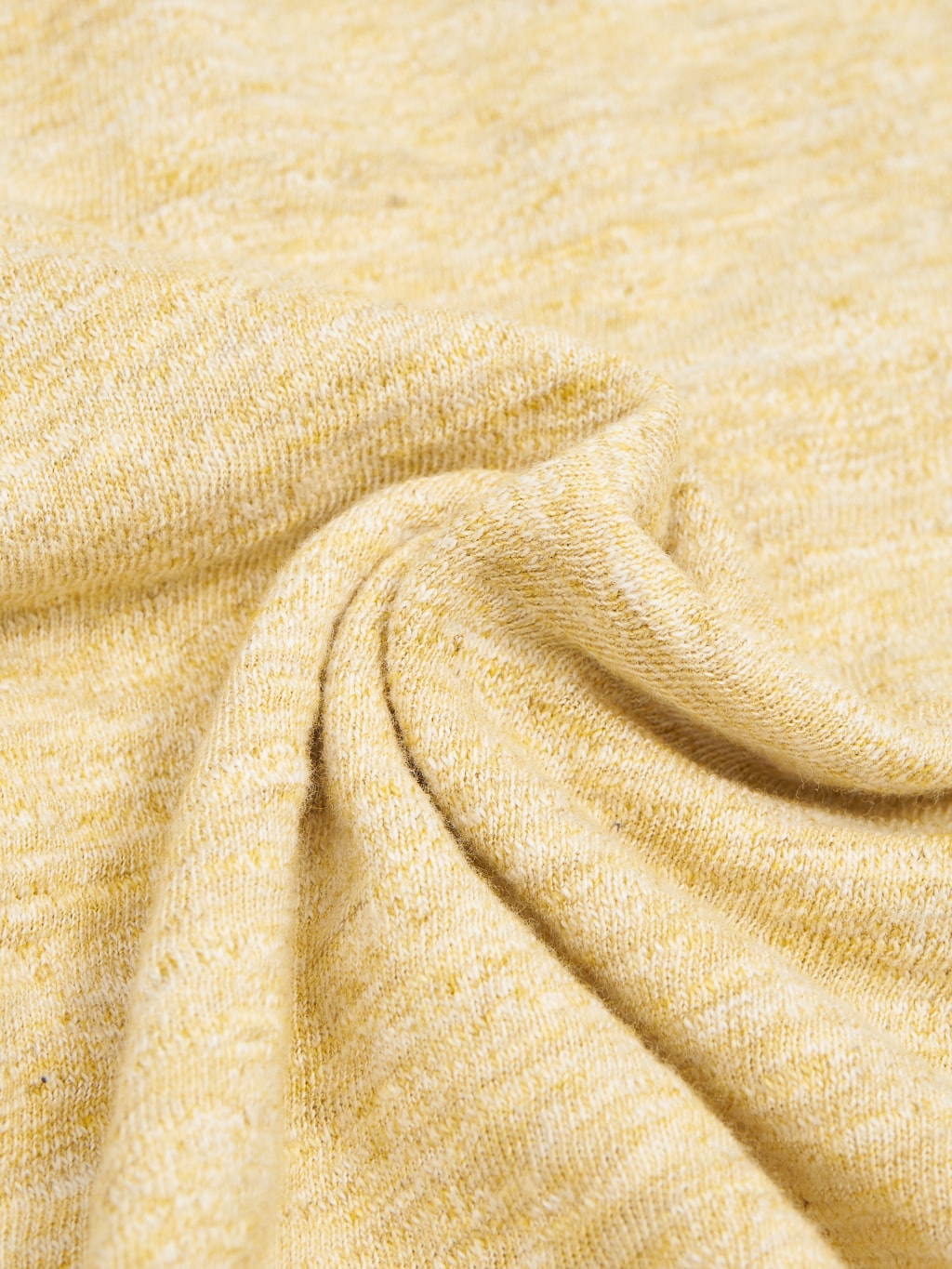 loop and weft double binder neck heather slub knit tshirt mustard cotton