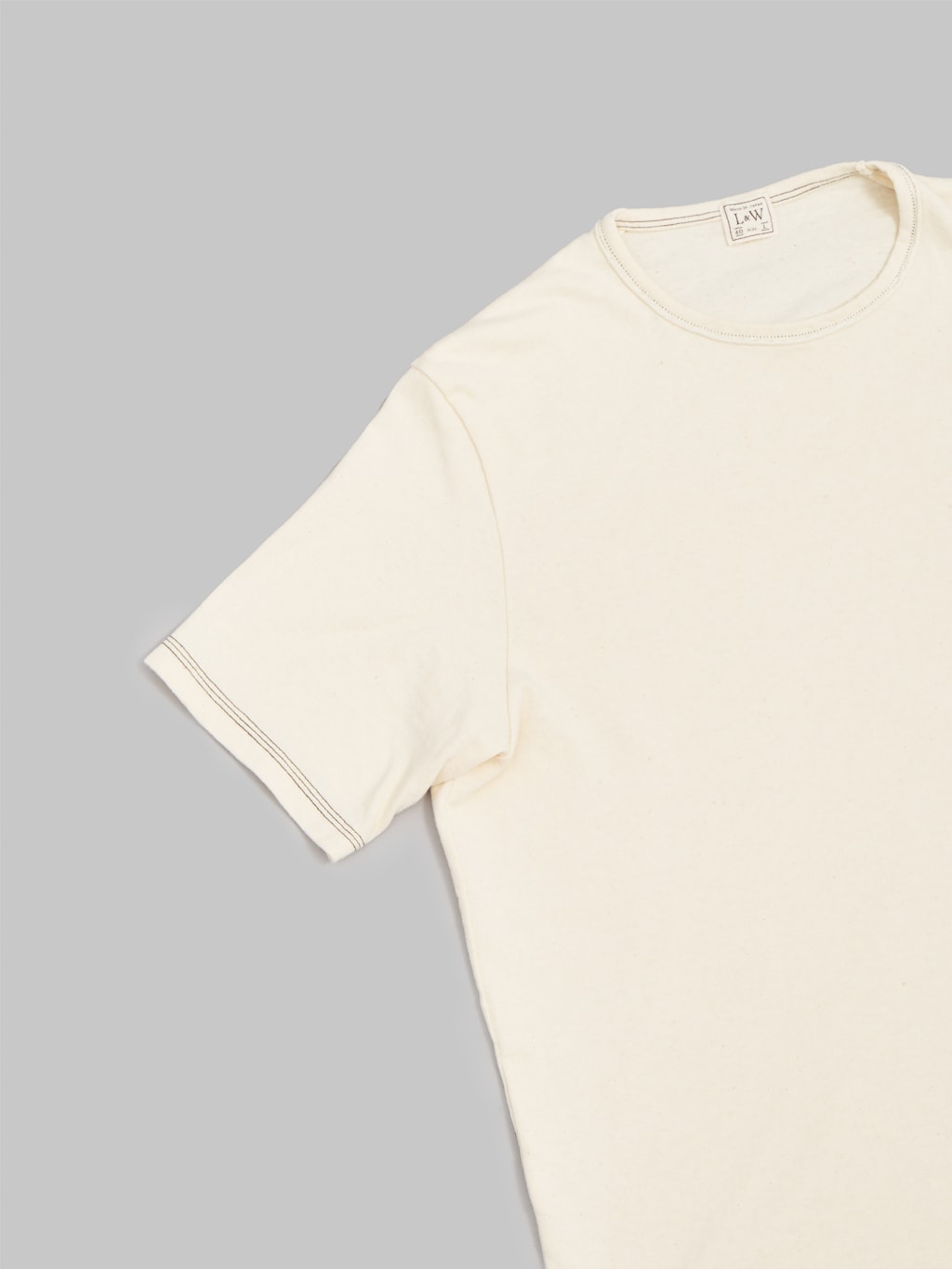 Loop & Weft Recycled Nep Plating Dot Seam Crewneck Natural T-Shirt Ivory