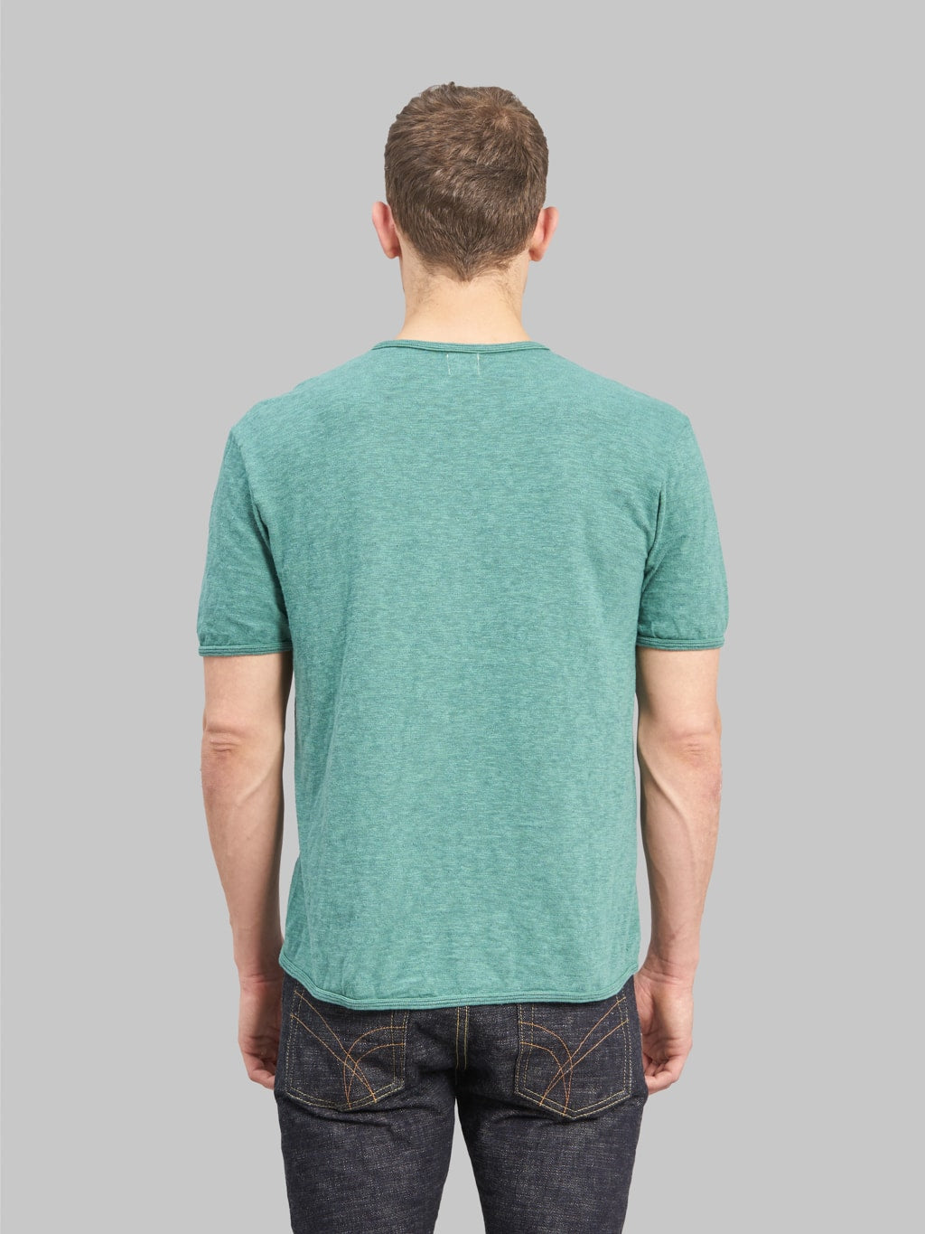 loop and weft super slub crewneck tshirt green back fit