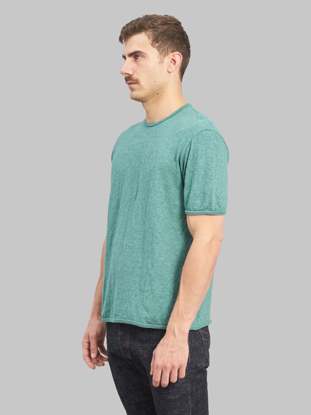 loop and weft super slub crewneck tshirt green side fit