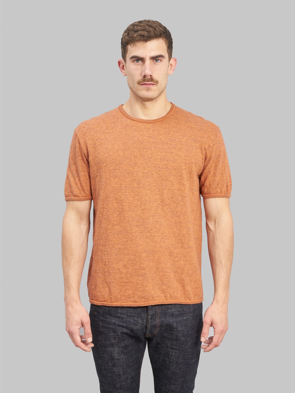 loop and weft super slub crewneck tshirt orange style 