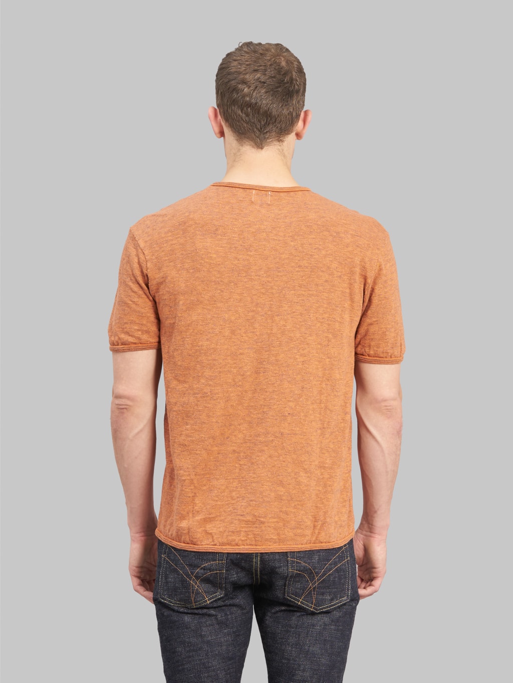 loop and weft super slub crewneck tshirt orange  back fit