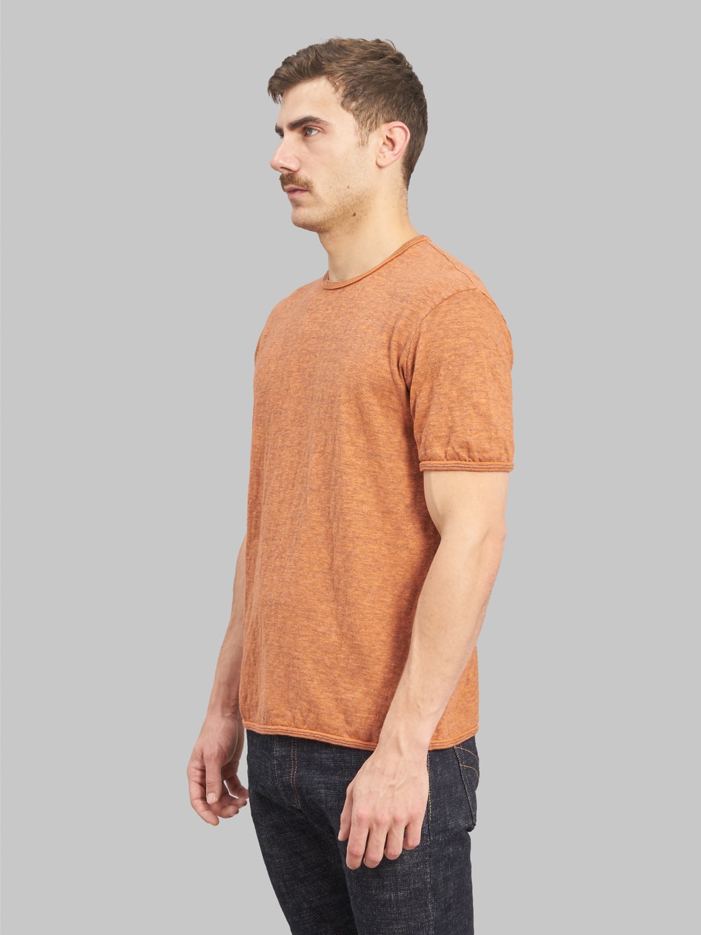 loop and weft super slub crewneck tshirt orange  side fit