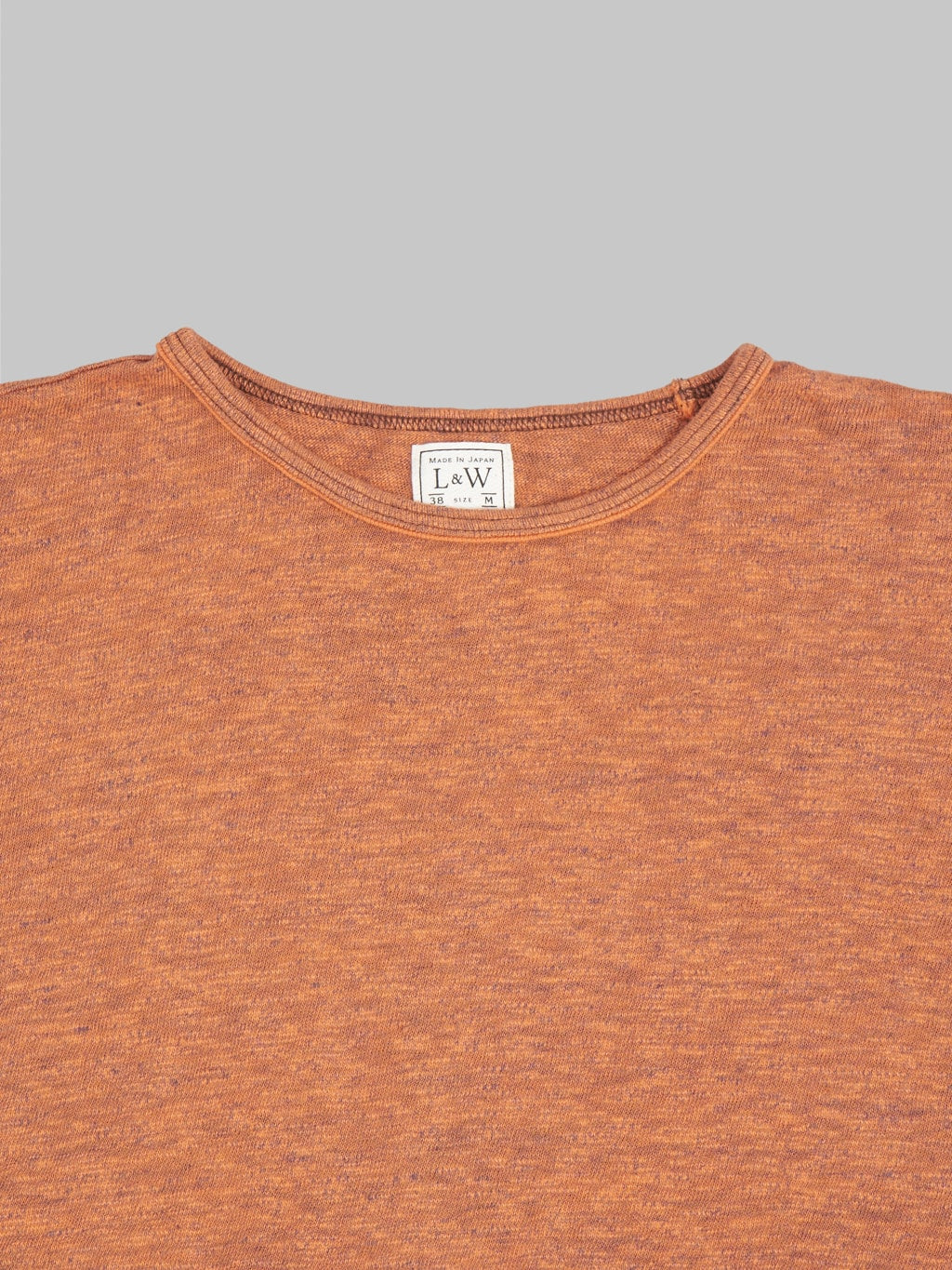 loop and weft super slub double binder crewneck tshirt orange collar