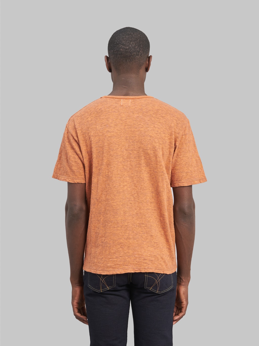 loop and weft super slub double binder crewneck tshirt orange back fit