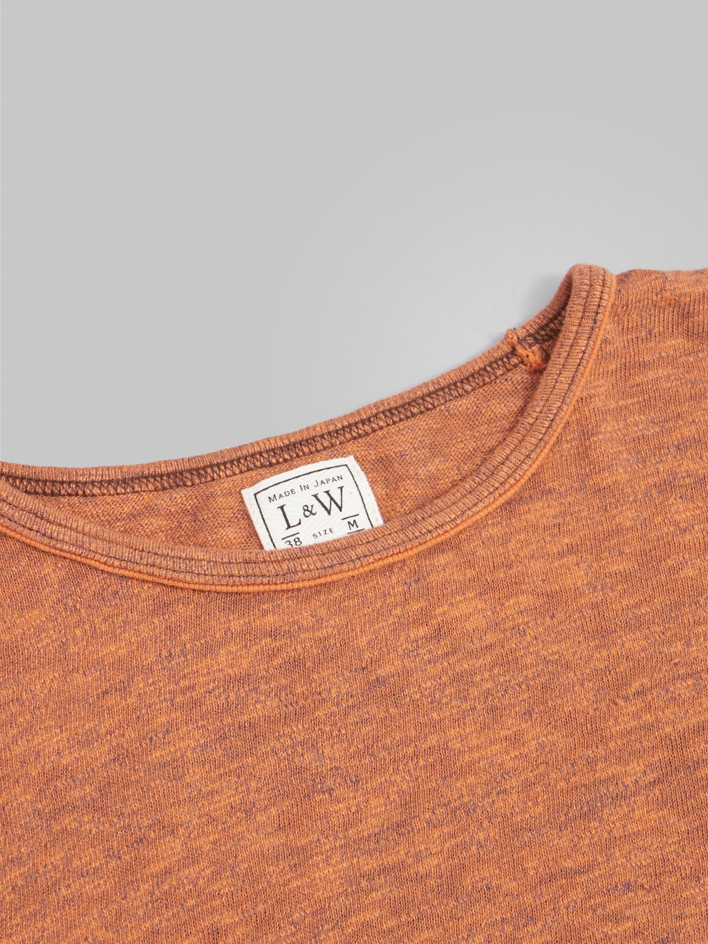 loop and weft super slub double binder crewneck tshirt orange fabric