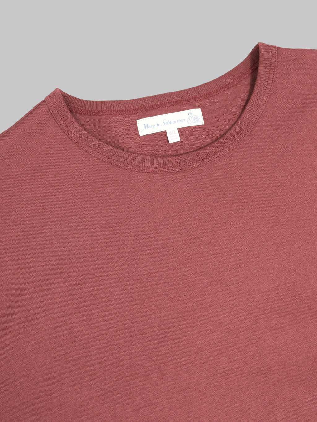 Merz b. Schwanen 2M15C Sturdy Jersey 6.8oz Crewneck Cropped Classic Fit T-Shirt Burgundy