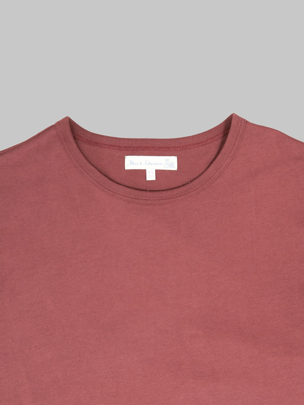 Merz b. Schwanen 2M15C Sturdy Jersey 6.8oz Crewneck Cropped Classic Fit T-Shirt Burgundy