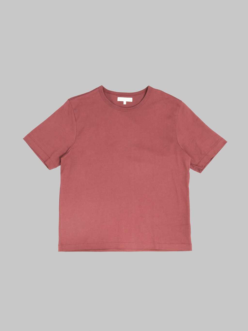 Merz b. Schwanen 2M15C Sturdy Jersey 6.8oz Crewneck Cropped Classic Fit T-Shirt Burgundy