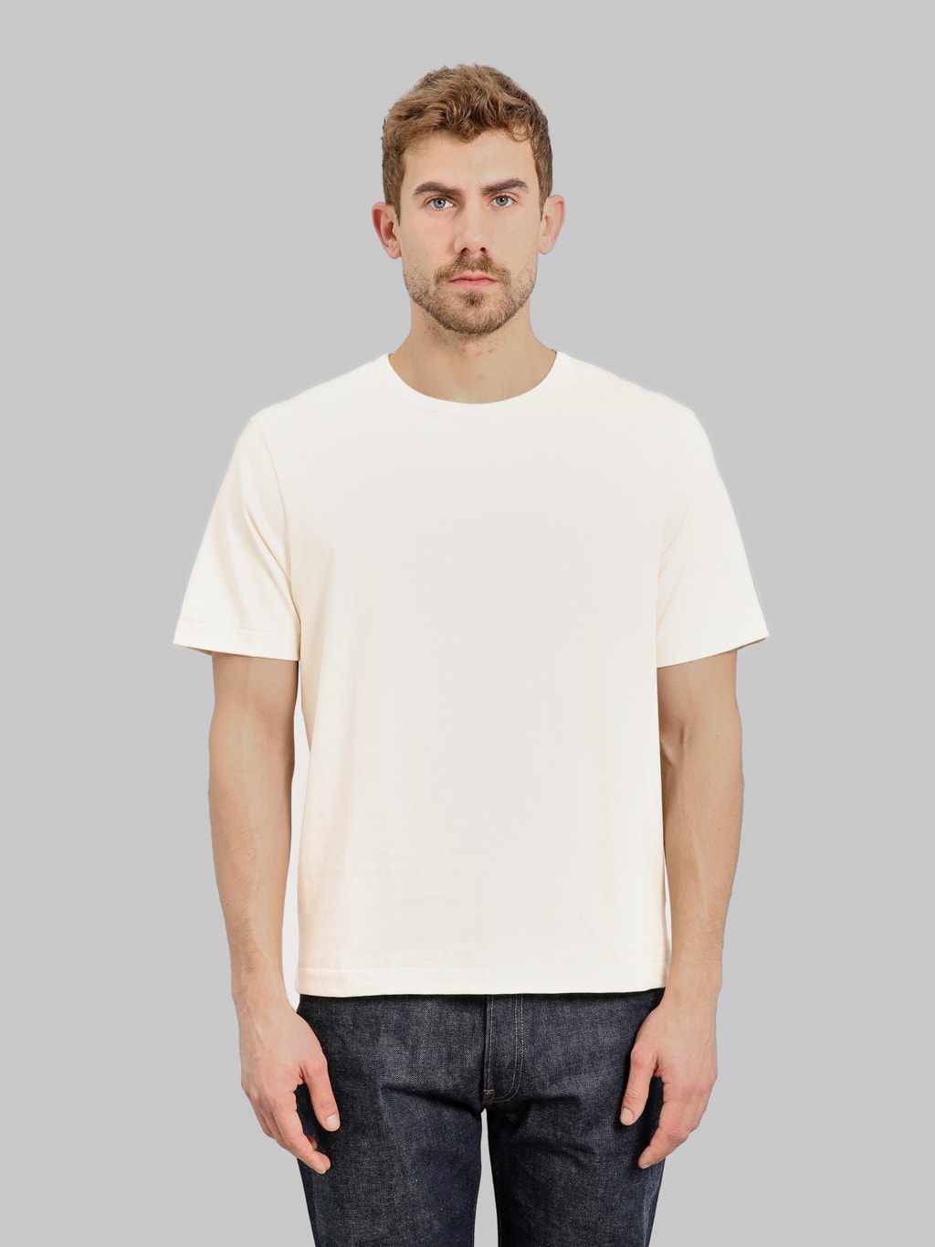 Merz b. Schwanen 2M15C Sturdy Jersey 6.8oz Crewneck Cropped Classic Fit T-Shirt Nature