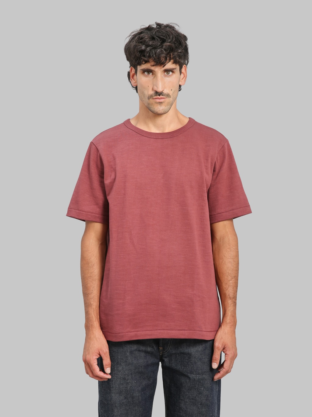 Merz b. Schwanen 2S14 Super Heavyweight 13.4oz Crewneck Loopwheeled Relaxed Fit  T-Shirt Burgundy