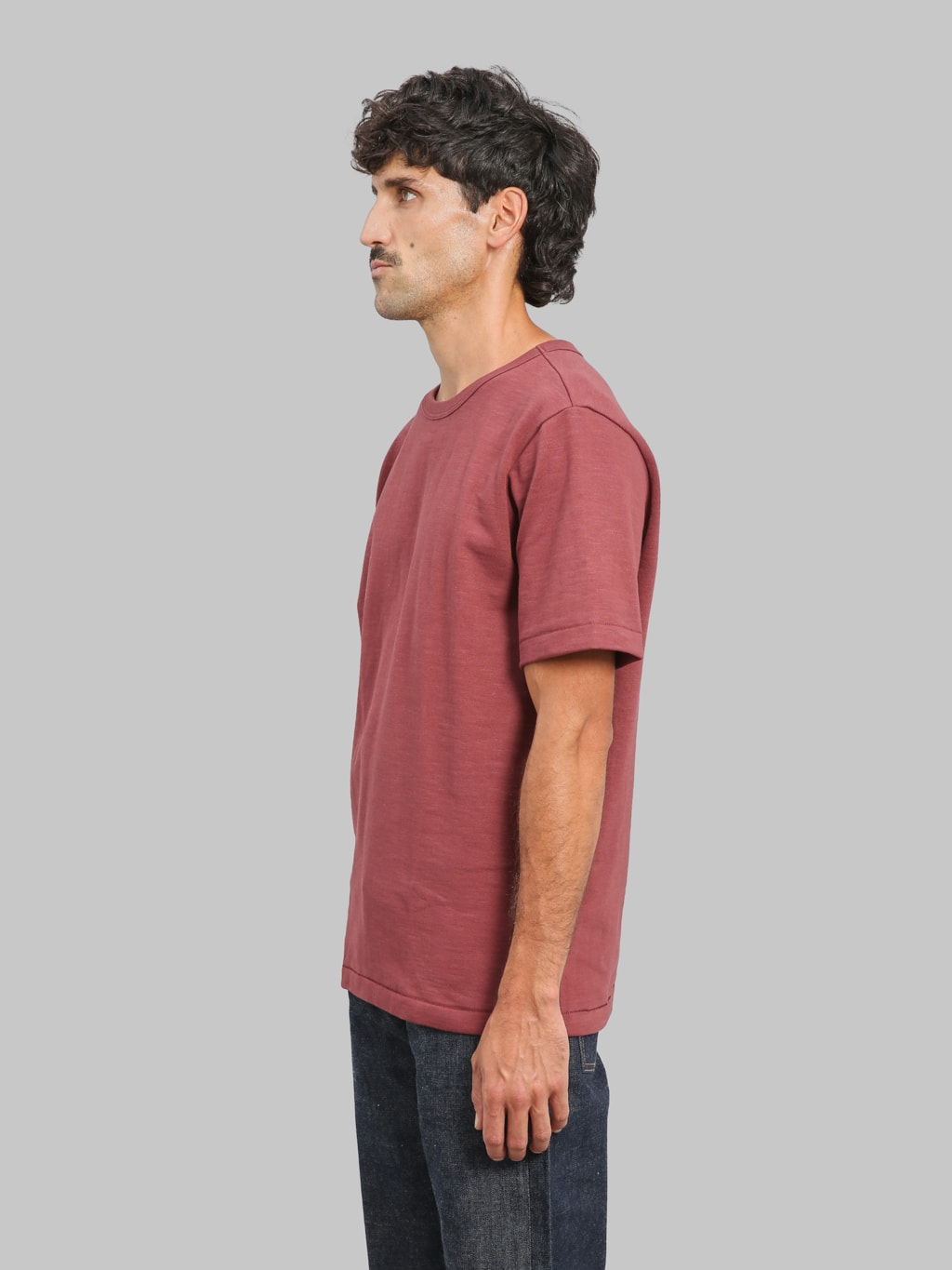 Merz b. Schwanen 2S14 Super Heavyweight 13.4oz Crewneck Loopwheeled Relaxed Fit  T-Shirt Burgundy