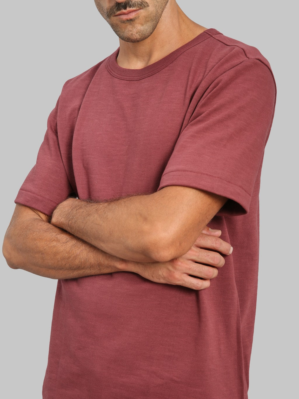 Merz b. Schwanen 2S14 Super Heavyweight 13.4oz Crewneck Loopwheeled Relaxed Fit  T-Shirt Burgundy