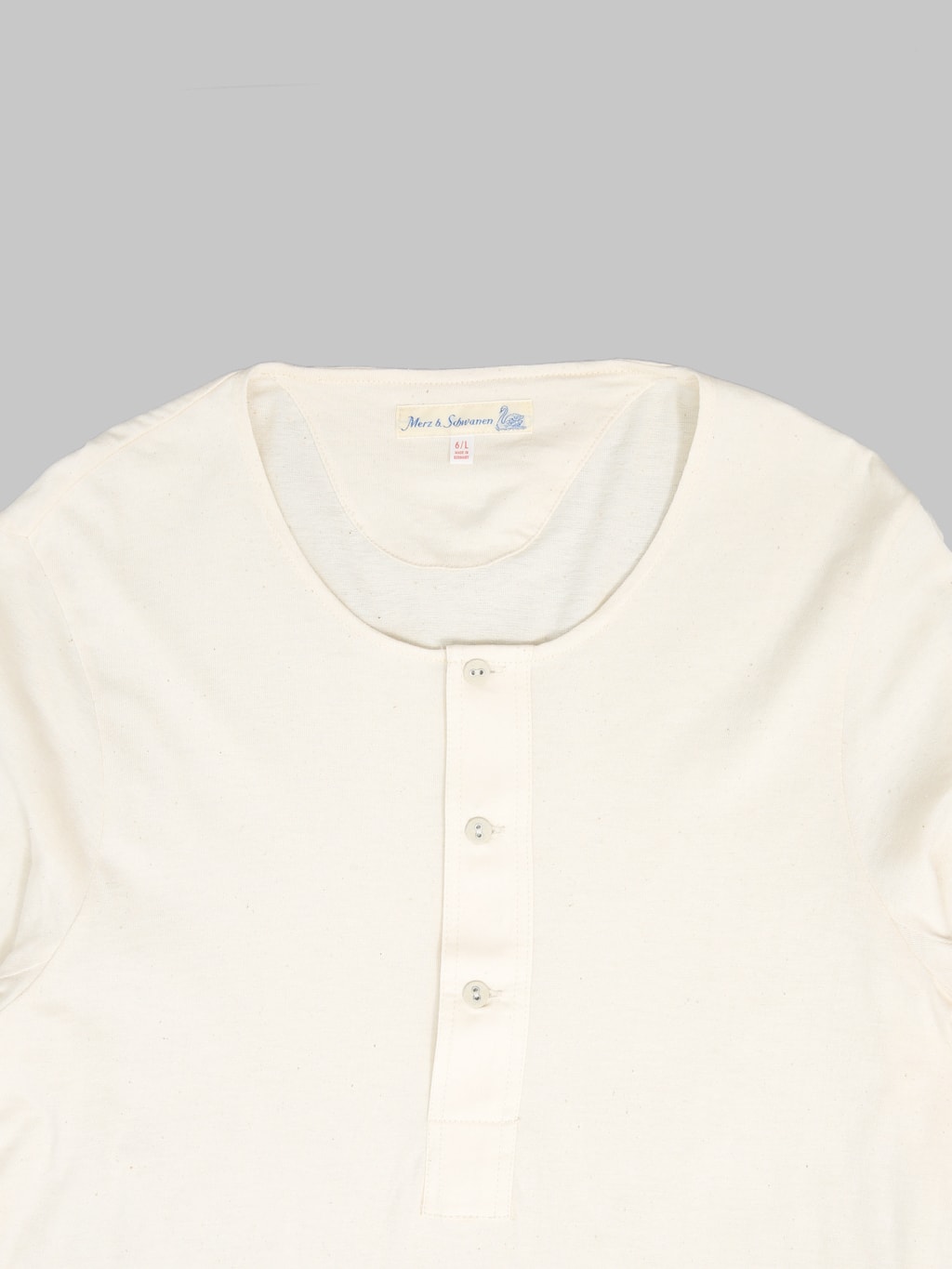 Merz b. Schwanen 102 Maco-Imit 4.6oz Long Sleeve Loopwheeled Henley T-Shirt Nature
